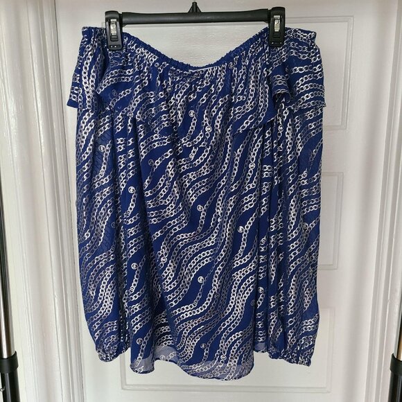 Michael Michael Kors Metallic Chain Link Print Off the Shoulder Ruffle Top XXL - Picture 8 of 8